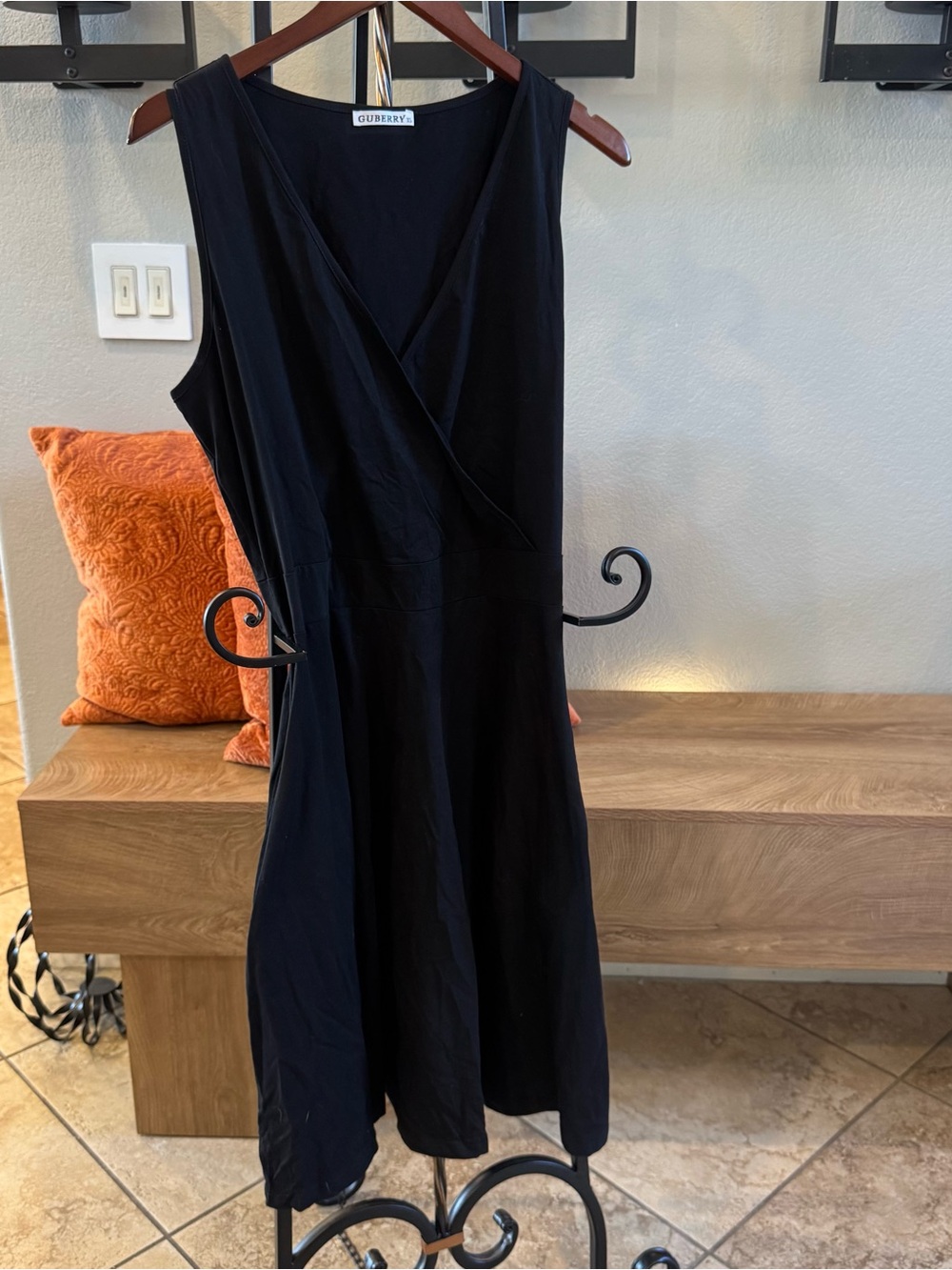 GUNBRY Black Sleeveless Wrap-Front Dress